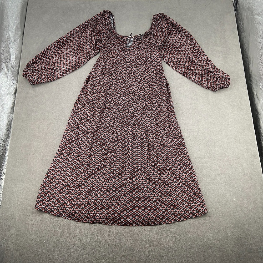 Böhme A-Line Dress Womens S Black Geometric Chic‎ Off the Shoulder Smocked Back